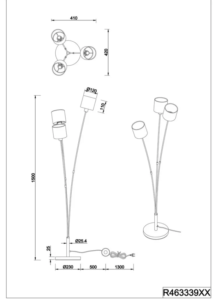 Reality RL RL Retrofit Stehlampe TOMMY 3 Spots
