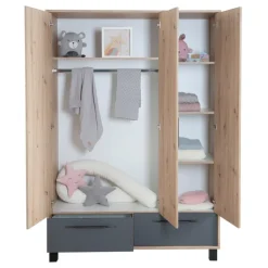 Kinder roba Baby-Kleiderschrank ARTESANA braun/ grau