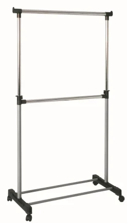 Rollgarderobe 90 x 120(210) cm chromfarbig/grau