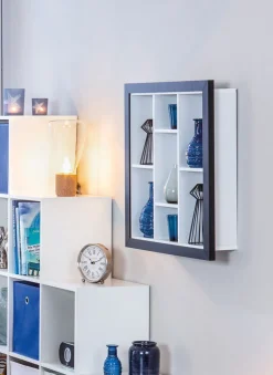 Sammlervitrine LENNY 66,5x66,5x13,7 cm Schwarz/Weiß