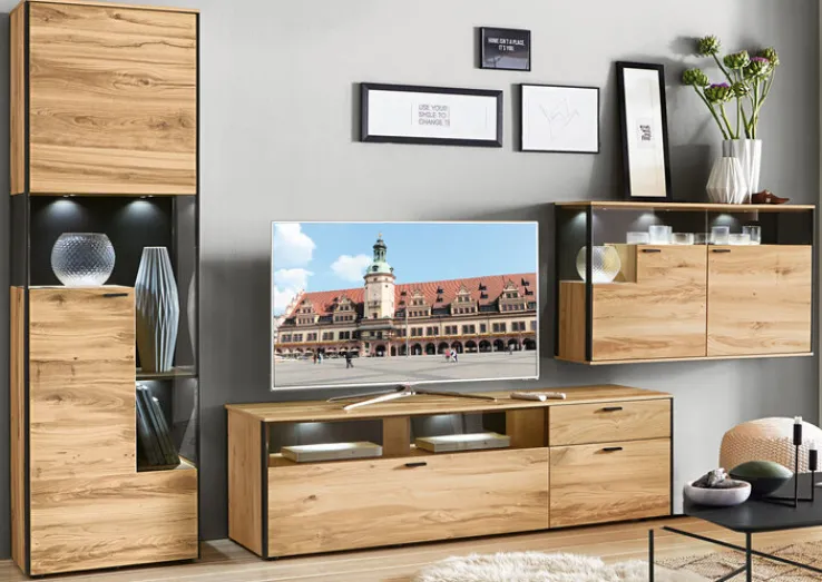 SCHÖNER WOHNEN-Kollektion Wohnwand II ANDRA Eiche rustico geölt