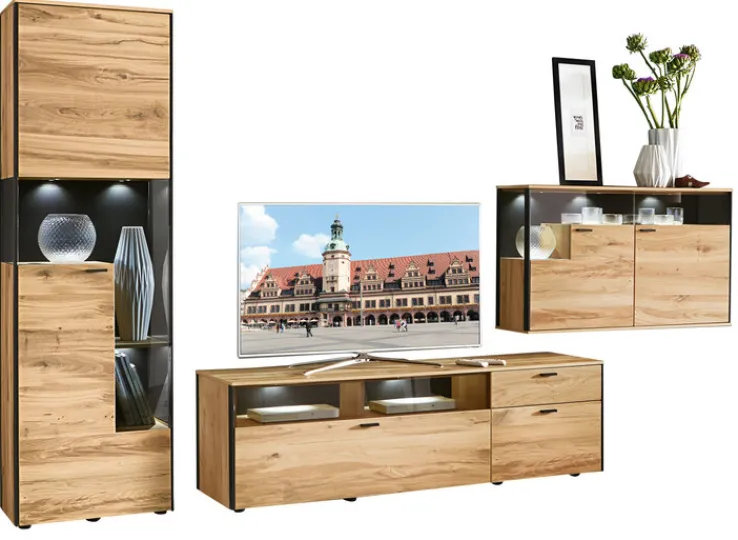 SCHÖNER WOHNEN-Kollektion Wohnwand II ANDRA Eiche rustico geölt