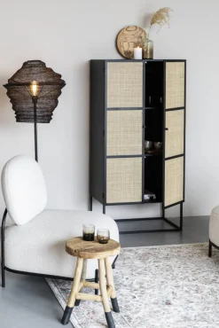 QUARTIER Schrank JOANNA 70 x 145 cm Rattangeflecht/schwarz