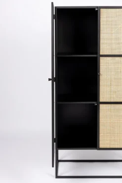 QUARTIER Schrank JOANNA 70 x 145 cm Rattangeflecht/schwarz