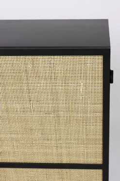 QUARTIER Schrank JOANNA 70 x 145 cm Rattangeflecht/schwarz