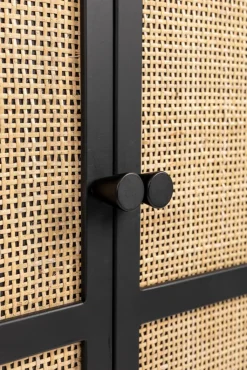 QUARTIER Schrank JOANNA 70 x 145 cm Rattangeflecht/schwarz