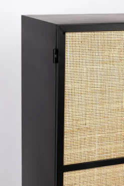 QUARTIER Schrank JOANNA 70 x 145 cm Rattangeflecht/schwarz