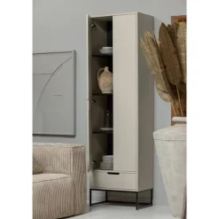 Schrank SILAS 60 x 210 cm Kiefer massiv im Farbton Staub