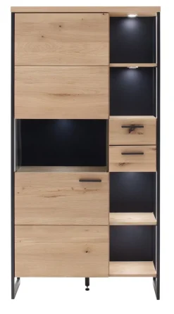 Schrankvitrine LANTANA 95 cm Balkeneiche Bianco /anthrazit