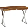 Schreibtisch 120 x 78 cm Braun Silber