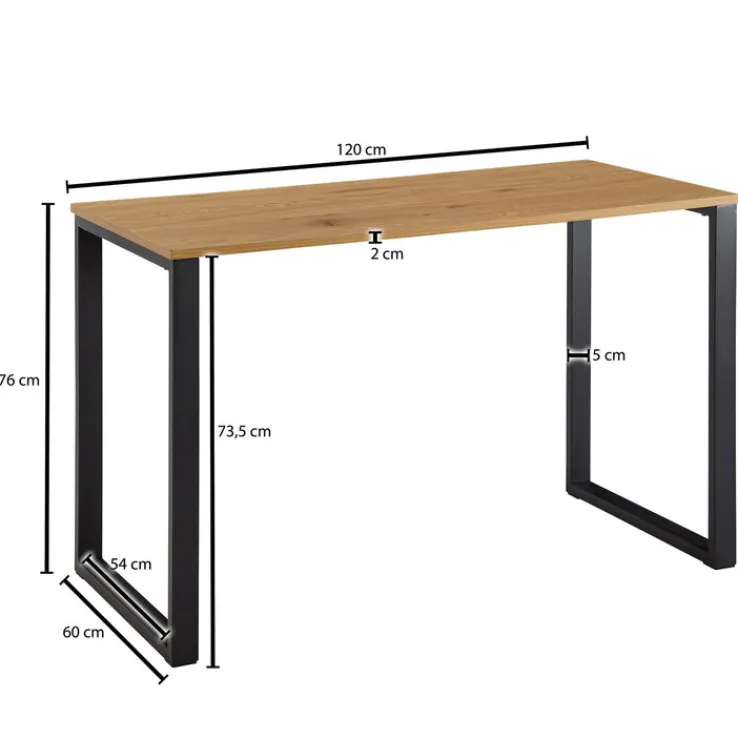 Schreibtisch 120 x 76 cm Braun Schwarz