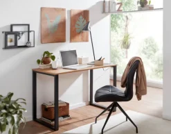 Schreibtisch 120 x 76 cm Braun Schwarz