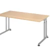 Schreibtisch 160 x 80 cm Eiche/ Silber