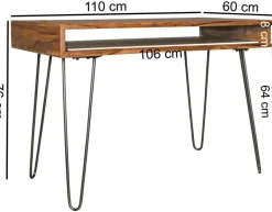 Schreibtisch 110 x 60 cm schwarz/ Sheesham