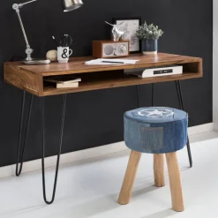 Schreibtisch 110 x 60 cm schwarz/ Sheesham