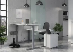 Schreibtisch ISORNO 160 x 80 cm Lichtgrau/ silberfarbig