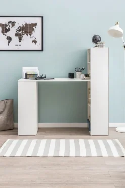 Schreibtisch mit Regal 120 x 120 cm weiss