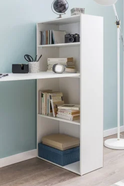 Schreibtisch mit Regal 120 x 120 cm weiss