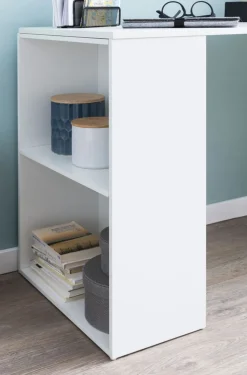 Schreibtisch mit Regal 120 x 120 cm weiss
