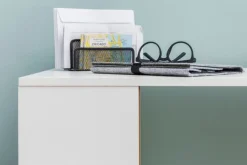 Schreibtisch mit Regal 120 x 120 cm weiss