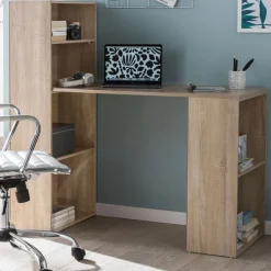 Schreibtisch mit Regal 120 x 120 cm Eiche Sonoma