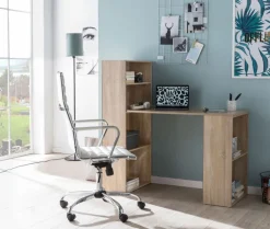 Schreibtisch mit Regal 120 x 120 cm Eiche Sonoma