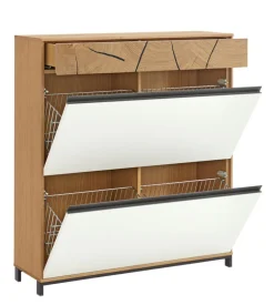 Schuhkommode KASTINA Eiche Bianco/ Lack weiß