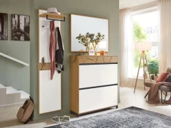 Schuhkommode KASTINA Eiche Bianco/ Lack weiß