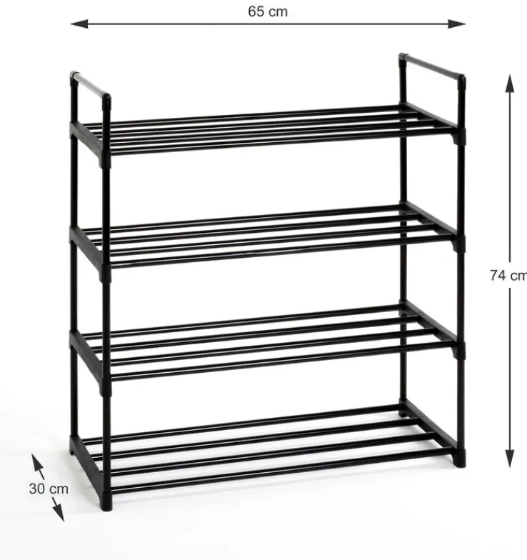 Schuhregal 65 x 74 cm Schwarz Metall