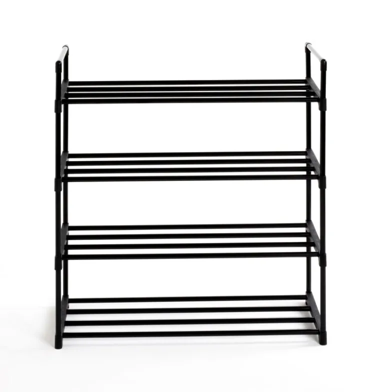 Schuhregal 65 x 74 cm Schwarz Metall