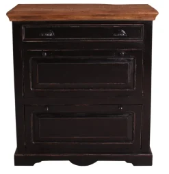 Schuhschrank 85 x 90 cm schwarz Mangoholz massiv