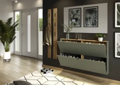 Schuhschrank AMECA 140 x 83 x 18 cm taupegrün/braun