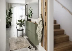 Schuhschrank AMECA 140 x 83 x 18 cm taupegrün/braun