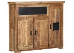 Schuhschrank BARNEY 135 x 115 cm Mango massiv sägerau, gebeizt, lackiert/schwarz