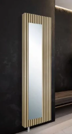 Schuhschrank BILLY Metall/Kunststoff 186 x 47 x 12 cm Lamellenoptik Artisan Braun/Schwarz/Transparent