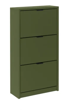 Schuhschrank CLARK Holznachbildung 128 x 62 x 24 cm lackiert Olivgrün matt