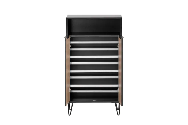 Schuhschrank HANK schwarz/Akustikpaneel Optik