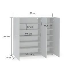 Schuhschrank VERONA 120 x 115 cm Grau Lack Dekor