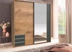 QUARTIER Schwebetürenschrank EMDEN 180 x 198 cm braun/ grau