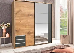 QUARTIER Schwebetürenschrank EMDEN 180 x 198 cm braun/ grau