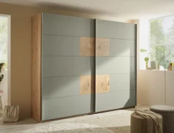 QUARTIER Schwebetürenschrank SIMADA braun/ grün