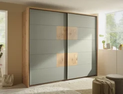 QUARTIER Schwebetürenschrank SIMADA braun/ grün