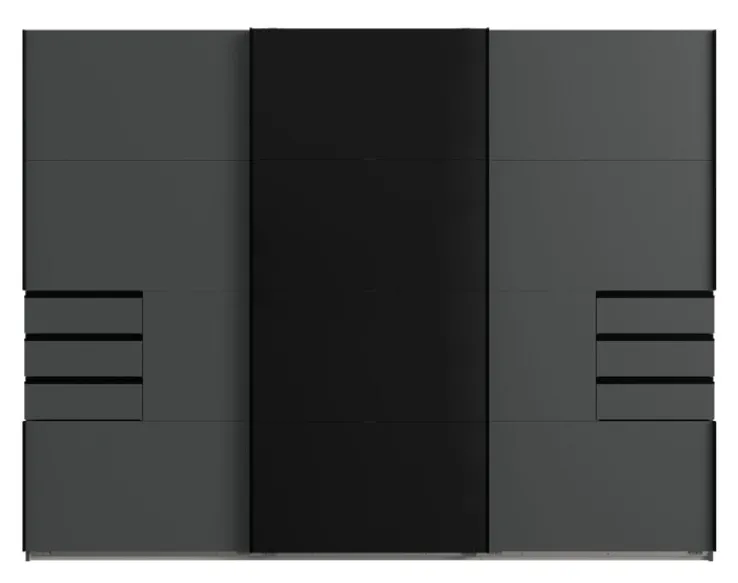 QUARTIER Schwebetürenschrank TENERIFFA 270 x 210 cm grau/ schwarz
