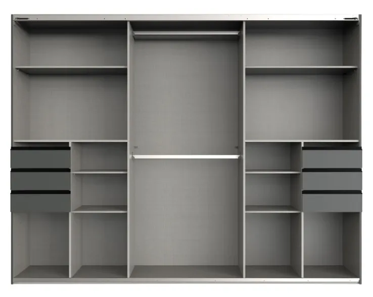 QUARTIER Schwebetürenschrank TENERIFFA 270 x 210 cm grau/ schwarz