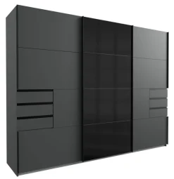 QUARTIER Schwebetürenschrank TENERIFFA 270 x 210 cm grau/ schwarz