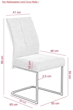 Schwingstuhl DAGMAR 2er Set Cordstoff anthrazit