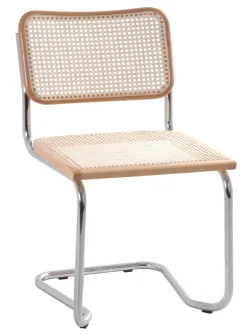 QUARTIER Schwingstuhl MAGDALENA 2er Set chromfarbig /Naturholz massiv /Wiener Geflecht