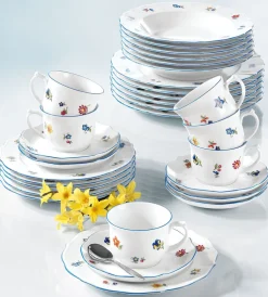 Seltmann Weiden Kaffeeservice SONATE NOSTALGIE 18-teilig Weiß mit Streublumendekor