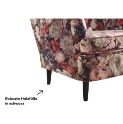 QUARTIER Sessel CHARLEEN Blumenmuster braun /rot