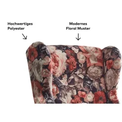 QUARTIER Sessel CHARLEEN Blumenmuster braun /rot